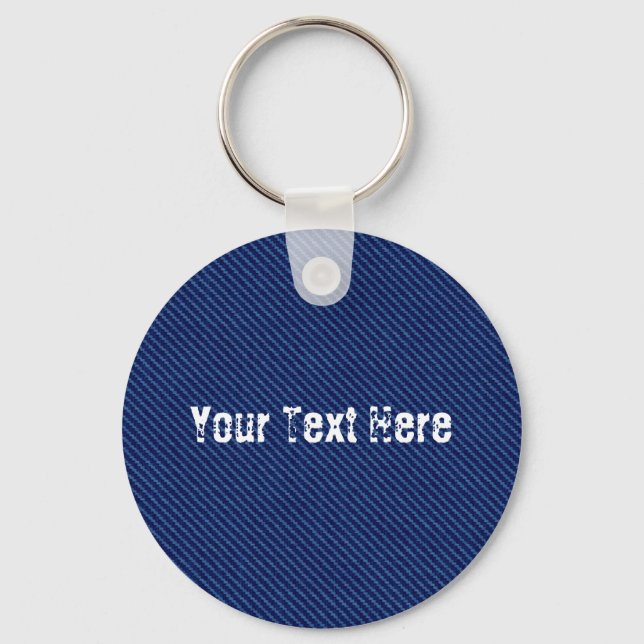 Faux Blue Jeans Keychain Gift Custom Text and Font (Front)