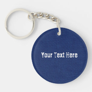 Faux Blue Jeans Keychain Gift - Custom Text Name