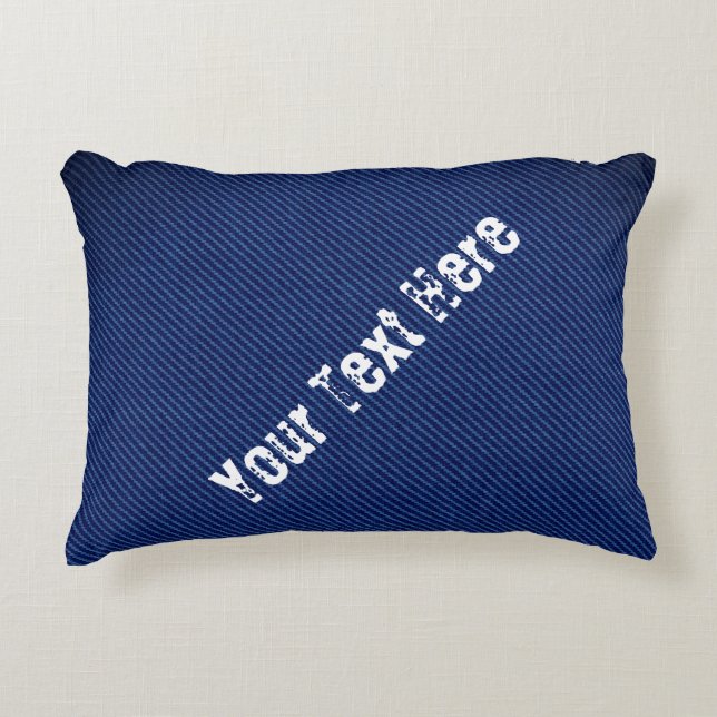 Faux Blue Jeans Pillow - Custom Text Your Font (Front)