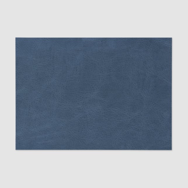 Faux Blue Leather Texture Tissue Paper (Front)