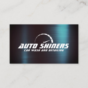 Faux blue metallic shine  business card