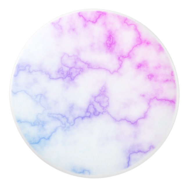 Faux Blue Pink and Purple Marble Ceramic Knob (Front)