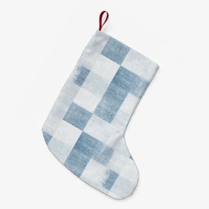 Faux Blue White Denim Jean Christmas Small Christmas Stocking