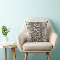 Faux Boa Constrictor Snakeskin Throw Pillow
