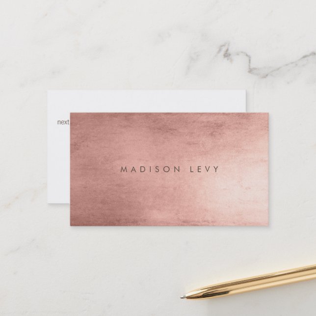Faux Bronze Copper Minimalist Business Appointment Card (Front/Back In Situ)