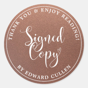 Faux Bronze Personalised Handwriting Signed Copy Classic Round Sticker