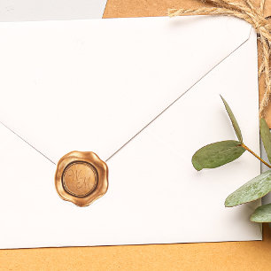 Faux Bronze Wax Initials Monogram Classic Round Sticker