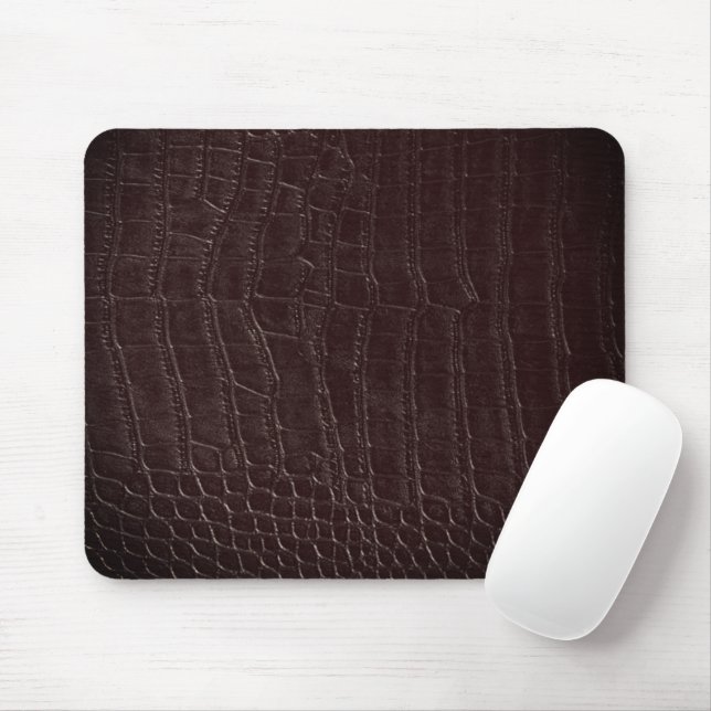 Faux Brown Alligator Crocodile Leather Print Mouse Pad (With Mouse)