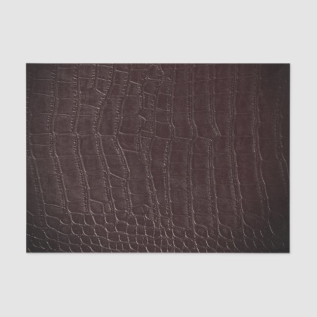 Faux Brown Alligator Leather Print Texture Tissue Paper (Front)