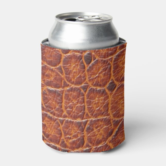 Faux Brown Crocodile Skin Print Can Cooler (Can Front)