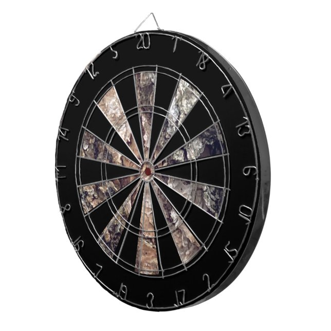 Faux Brown Grey Tree Bark Texture Dartboard (Front Right)