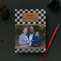 Faux Brown Leather Black Buffalo Plaid Christmas