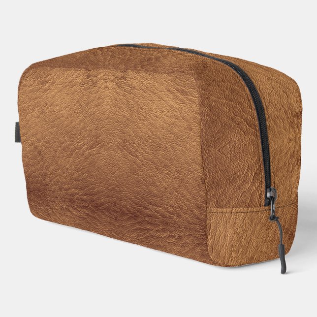 Faux Brown Leather Dopp Kit (Right Corner)