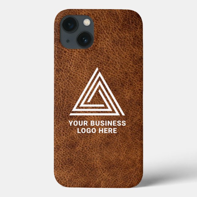 Faux Brown Leather Modern Business Logo Case-Mate iPhone Case (Back)