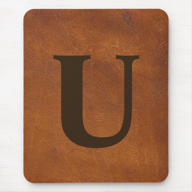 Faux Brown Leather Texture Mouse Pad (Front)
