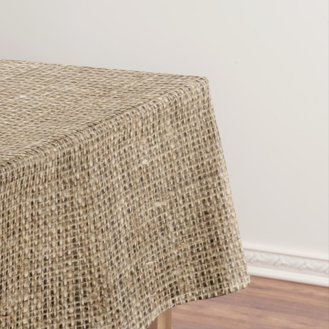 faux brown natural burlap tablecloth (In Situ)