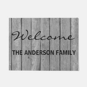 Faux Brown Wood Personalised Door Mat
