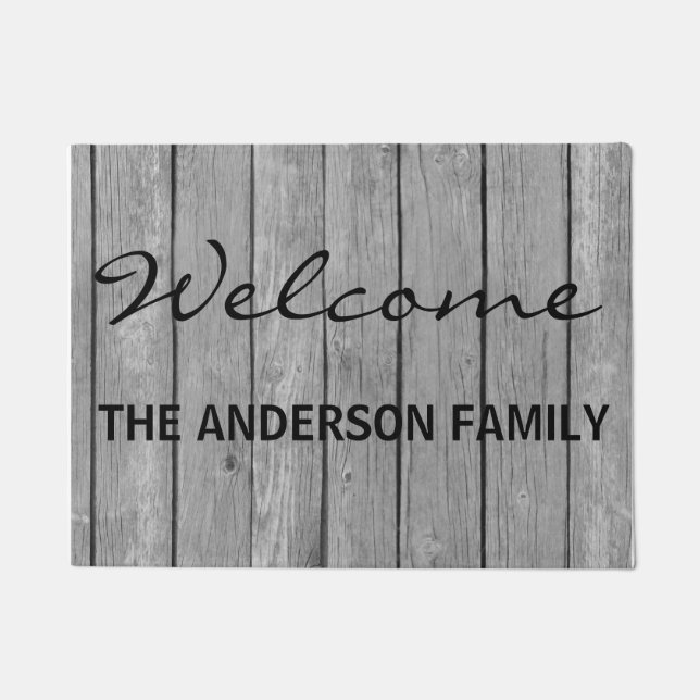 Faux Brown Wood Personalised Door Mat (Front)