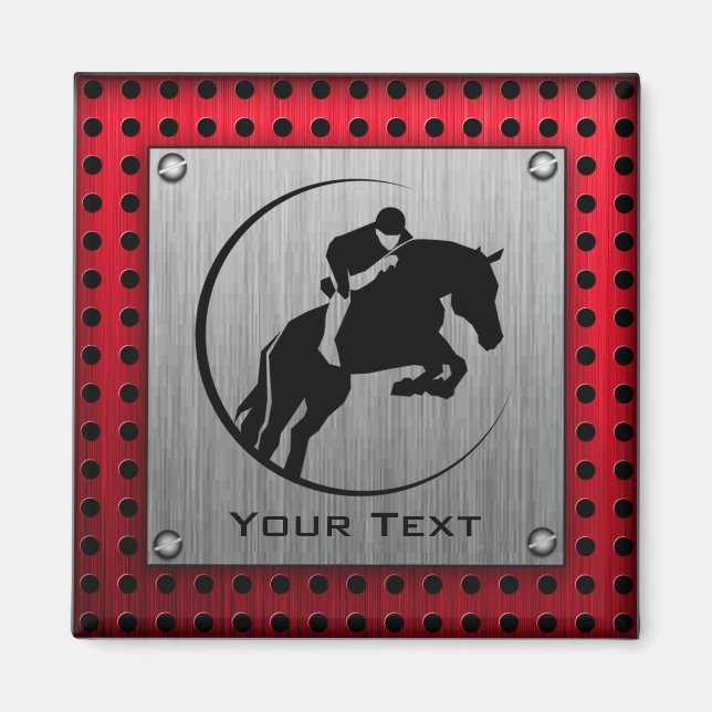 Faux Brushed Aluminium Equestrian. Magnet (Front)