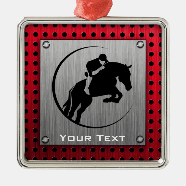 Faux Brushed Aluminium Equestrian. Metal Ornament (Front)