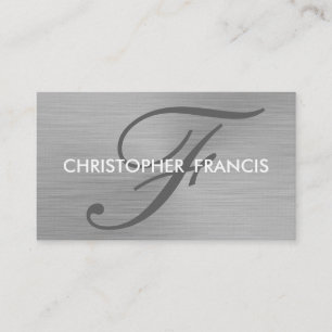 Faux brushed aluminium monogram business cards