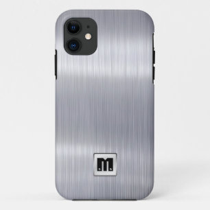 Faux Brushed Aluminium with custom monogram iPhone 11 Case