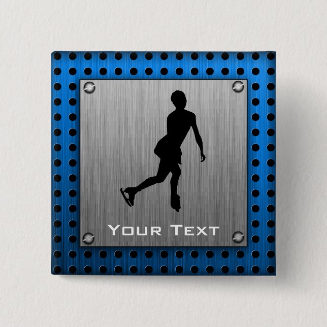 Faux Brushed Metal; Figure Skating 15 Cm Square Badge (Front)