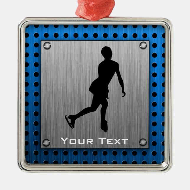 Faux Brushed Metal; Figure Skating Metal Ornament (Front)