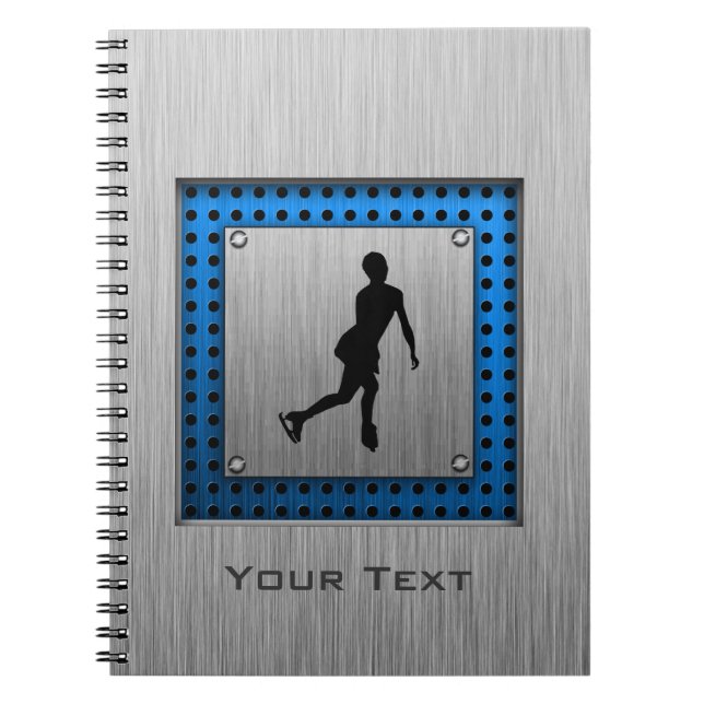 Faux Brushed Metal; Figure Skating Notebook (Front)