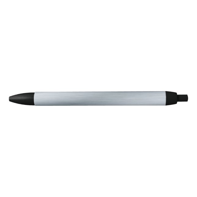 Faux Brushed Silver Background Black Ink Pen (Front)