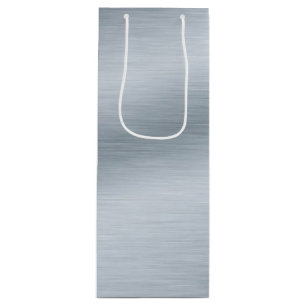 Faux Brushed Silver Background Wine Gift Bag