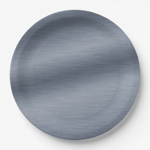 Faux Brushed Steel Elegant Background Paper Plate