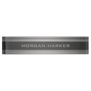 Faux Brushed Steel Light Grey Text Nameplate