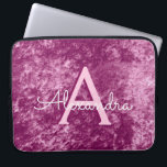 Faux Burgundy Purple Velvet Pattern Monogram Laptop Sleeve<br><div class="desc">Faux Burgundy Purple Velvet Pattern Monogram Laptop Case. This case can be customised to include your initial and first name. If you would like matching items then please contact the designer.</div>