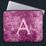 Faux Burgundy Purple Velvet Pattern Monogram Laptop Sleeve<br><div class="desc">Faux Burgundy Purple Velvet Pattern Monogram Laptop Case. This case can be customised to include your initial and first name. If you would like matching items then please contact the designer.</div>