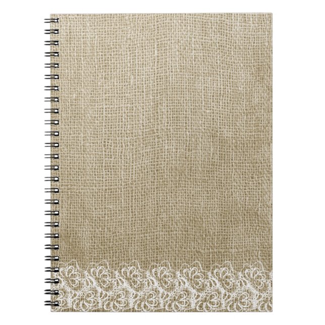 Faux Burlap and Lace Notebook (Front)