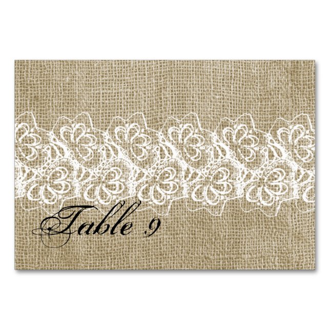 Faux Burlap and Lace Table Number (Front)