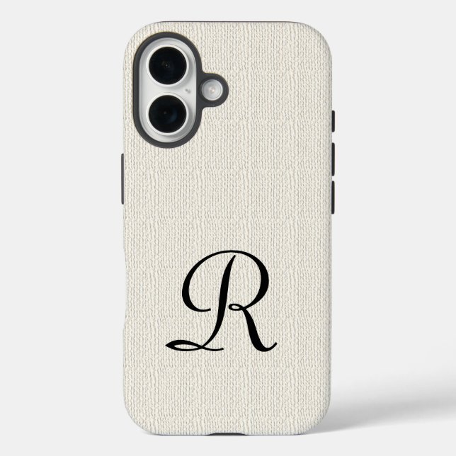 Faux Burlap Rustic Monogram Case-Mate iPhone Case (Back)