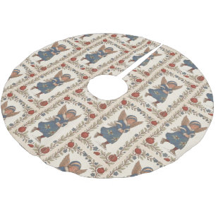 Faux burlap skating Angel traditional Christmas Brushed Polyester Tree Skirt
