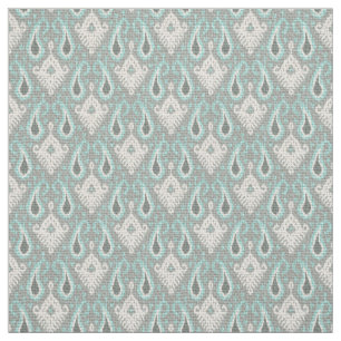 Faux Burlap Textile Turquoise Ikat Tribal Pattern Fabric