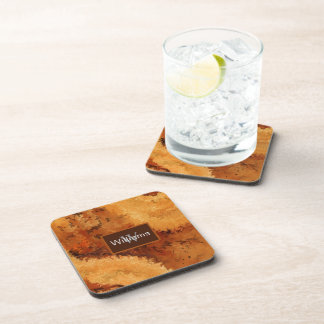 Faux Burled Walnut Monogrammed  Coaster
