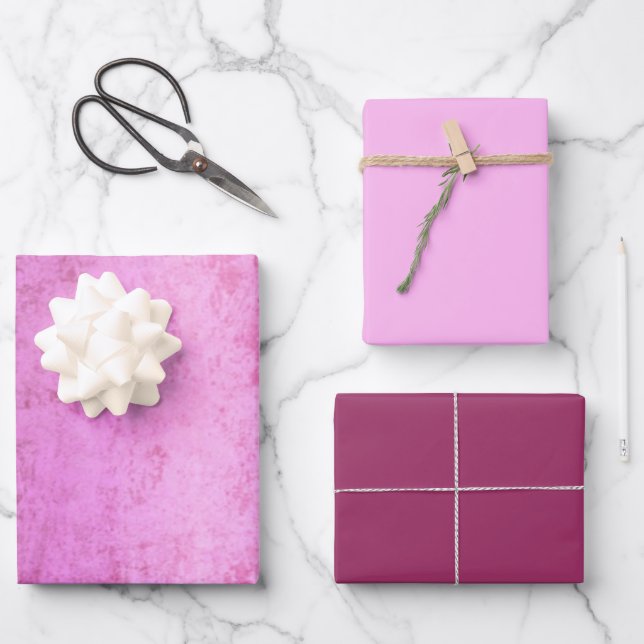 Faux Burst of Pink Velvet Wrapping Paper Sheet (Front)
