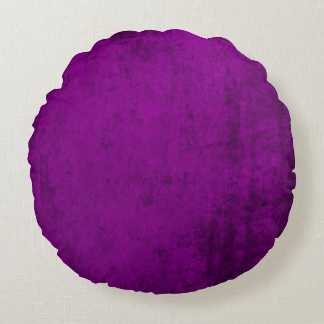 Faux Burst of Purple Velvet Round Cushion (Front)