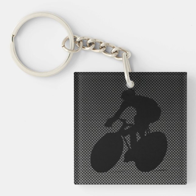 Faux Carbon Fibre Cycling Key Ring (Front)