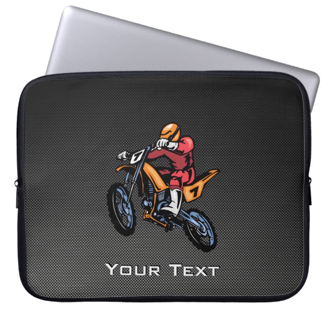 Faux Carbon Fibre Motocross Laptop Sleeve (Front)