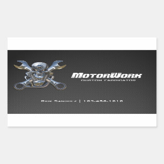 Faux Carbon Fibre Motorworks Rectangular Sticker