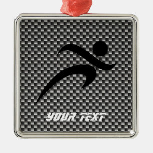 Faux Carbon Fibre; Running Metal Tree Decoration