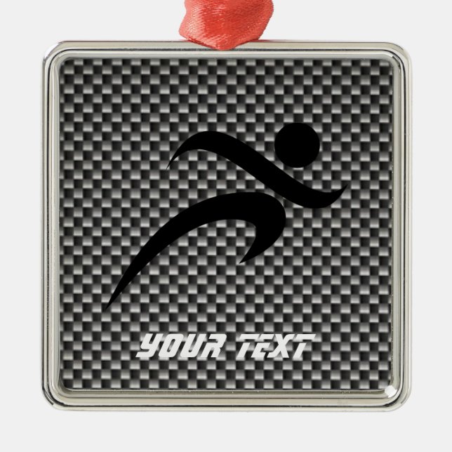 Faux Carbon Fibre; Running Metal Tree Decoration (Front)