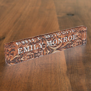 Faux Carved Wood Grain Nameplate