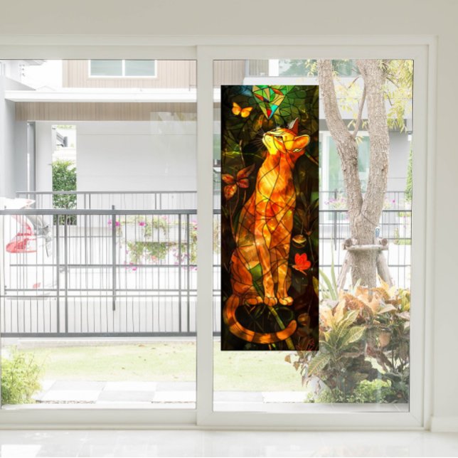 Faux Cat Painting Stained Glass Art (Not to scale.)